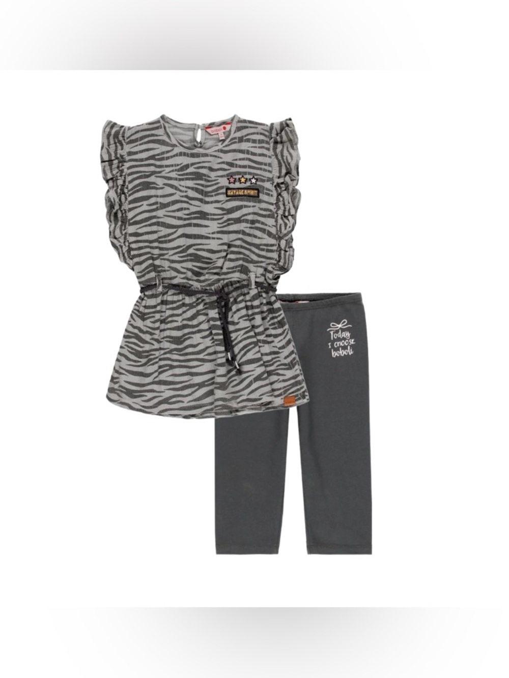 Girls' Gray Zebra Tunic & Legging Set